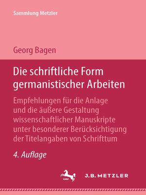 cover image of Die schriftliche Form germanistischer Arbeiten